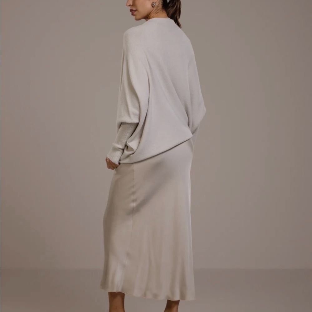 Jaki Cream Asymmetrical Cozy Poncho Sweater - Picture 9 of 11